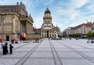 After the remodelling, monotonous-looking, newly designed Gendarmenmarkt in Berlin-Mitte, Germany,
