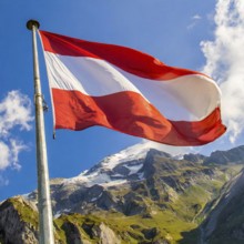 Flag, the national flag of Austria fluttering in the wind