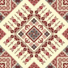 Decorative Palestinian seamless pattern in colors, traditional Tatreez embroidery, vector