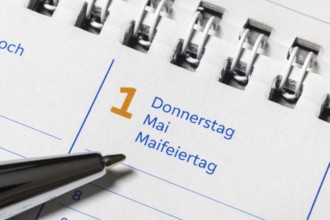 Calendar page for 1 May, which is marked as May Day, Calendar, Germany, Europe