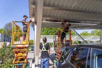 Construction of a carport photovoltaic system, 144 parking spaces will be covered on the car park