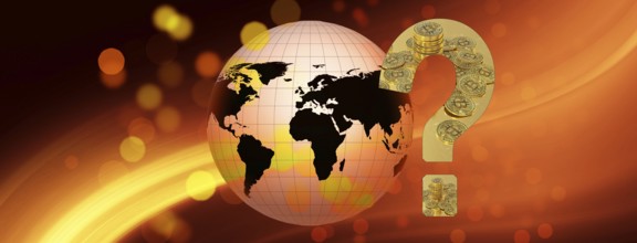 Symbolic image, Bitcoin as a vision of the future, stock market prices, insecure digital currency,