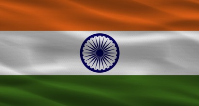 India flag background with texture. Close up of the flag of India waving
