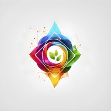 Minimalist illustration in simple geometric shapes representing ecological energy, AI generated