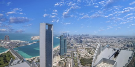 UAE, United Arab Emirates, Abu Dhabi downtown panorama and financial center skyline, Asia