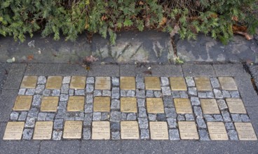 Stolpersteine, copper memorial plaques of murdered Jewish citizens during the Nazi era,
