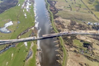 Elbe bridge, Wittenberge, Elbe bridge, state of construction, federal motorway 14, BAB A14, Elbe,