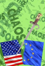Symbolic image, chaos caused by America-first policy, EU and Germany under political pressure,
