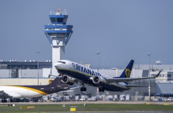 Ryanair Boeing 737 taking off at Cologne-Bonn Airport, CGN, North Rhine-Westphalia, Germany Air