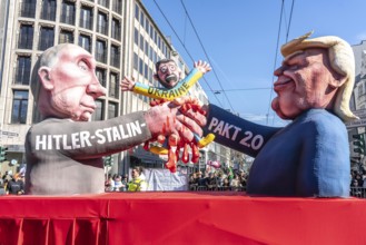 Rose Monday parade in Düsseldorf, themed float by float builder Jacques Tilly, Putin and Trump