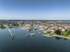 Aerial view of Lake Constance and the city of Constance with Constance harbour, district of