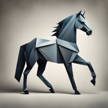 Abstract origami horse wallpaper illustration, AI generated