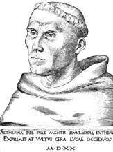 Portrait, Martin Luther as a monk, Erfurt Monastery of the Augustinian Order, after a copperplate