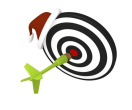 Christmas sale concept with dart hitting