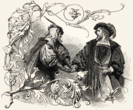 Mephistopheles with Doctor Faust, first part of the tragic play Faust by Johann Wolfgang von Goethe