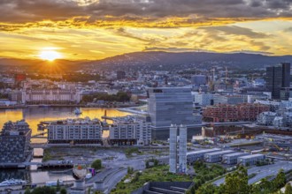 Beautiful sunset in Oslo, the Norwegian capital