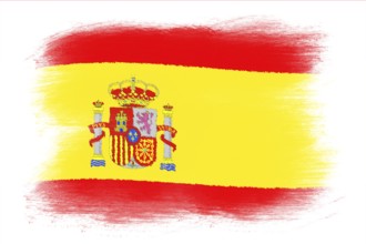 The Spanish flag, Painted grunge flag, brush strokes. Isolated on white background