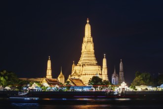 Bangkok, Thailand, April 25 2018: Wat Arun as seen from across the Chao Phraya River in early