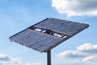 Solar module aligned to the sky, symbolising renewable energy, Bottrop, North Rhine-Westphalia,