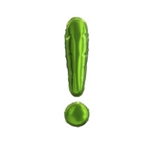 Green balloon exclamation mark on a white background