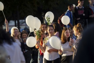 Belarus, the city of Gomel, August 14, 20120. People at the rally against the dictator Lukashenko.