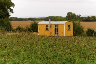 Converted trailer on an organic farm