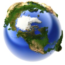 3D model of the globe with an exaggerated vertical relief