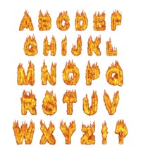 Burning alphabet letters illustration isolated on white background