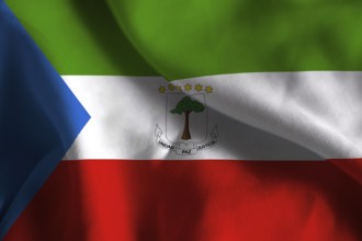 A ruffled fabric flag of Equatorial Guinea
