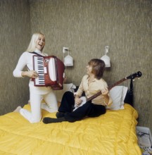 ABBA. Agnetha Fältskog. Singer. Member of the pop group ABBA. Born 1950. Pictured here at home with