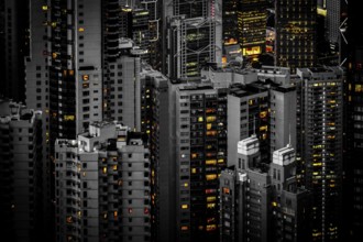 Skyscrapers of Hong Kong which is visible from the Victoria Peak. Shooting Location: Hong Kong