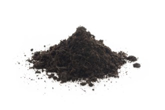 Organic potting soil mix enriched with compost, used in horticulture and gardening. Closeup of an
