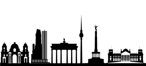 Berlin city skyline in germany illustration with the brandenburger tor reichstag and other