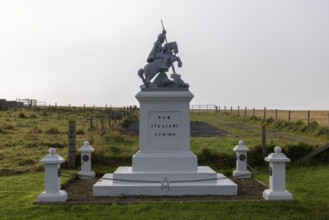 St George Sculpture, War Memorial, war memorial in front of the Italian chapel, Lamb Holm, Orkney,