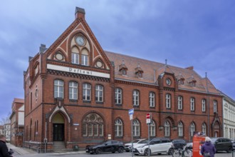 Listed Imperial Post Office from 1896 in the historic city centre, Perleberg, Brandenburg, Germany,