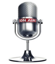 3D rendering of a microphone with a on air icon