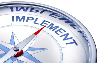 3D rendering of a compass with a implement icon