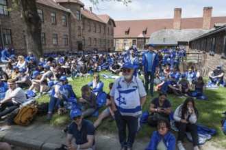 OSWIECIM, POLAND - MAY 6, 2024: March of the Living on the site of the former Auschwitz Birkenau