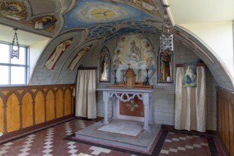 Chancel with wall paintings, Italian chapel, built by prisoners of war from Italy, Lamb Holm,