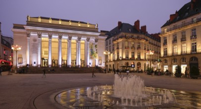 Place Graslin with opera house Theatre Graslin in the evening, Nantes, Departement