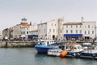 Saint Martin de Re, France, August 7, 2018: The quays of Saint Martin de Re. Island of Re, Europe