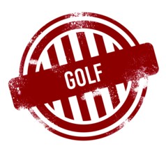 Golf, red grunge button, stamp