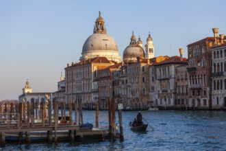 View of the Grand Canal, with the Basilica Maria della Salute in the background, Venice, Italy,