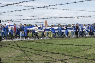 OSWIECIM, POLAND - MAY 6, 2024: March of the Living on the site of the former Auschwitz Birkenau