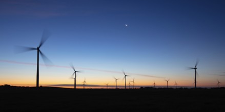 The Bald Hills Wind Farm near Walkerville at dusk in the Bass Coast region of Victoria, Australia,