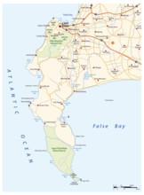 Vector road map of Cape Peninsula, Cape Town, South Africa, Africa