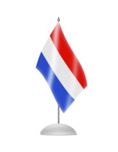 The Netherlands flag. Table Flag. Isolated on white