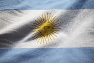 Ruffled Flag of Argentina Blowing in Wind