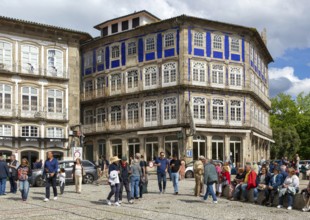 Historic buildings Café Milenário, Largo do Toural, Toural square, city of Guimaraes, northern
