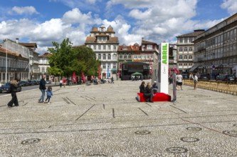 Large main square, Largo do Toural, Toural square, city of Guimaraes, northern Portugal